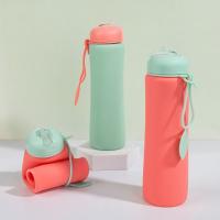 Botella de agua de silicona plegable a prueba de fugas, taza de agua plegable portátil reutilizable, tapa giratoria, tazas de agua plegables para viaje - details 5