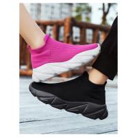 Zapatos Deportivos Con Plataforma A La Moda Para Hombre, Zapatillas Informales De Punto Rojo De Alta Calidad, Zapatillas Para Correr Ligeras Y Transpirables Sin Cordones Para Hombre - details 17