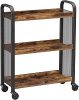 Cowjag Carrito de Cocina Estrecho, Carrito Auxiliar con Ruedas, Ahorro de Espacio, Estantería de Cocina con Estructura de Hierro, Color Marrón Rústico, 66 x 26 x 85 cm - details 0