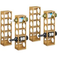 4 Botelleros Vino, Soportes Botellas, Estantes con 5 Baldas, Estanterías para Bebidas, Bambú, 53 x 14 x 12 cm - details 0