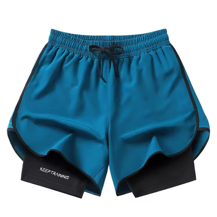 Pantalones cortos deportivos 2 en 1 para hombre, para correr rápido, gimnasio con bolsillos para exterior - 1
