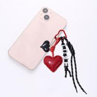 LLavero de cuerda de cuero con forma de corazón de PU, cuerda tejida con letras inglesas, cuerda trenzada, llaveros de coche Ins, colgante de bolsa de cuerda de amor antipérdida - details 5