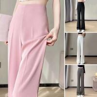 Pantalones de pierna ancha para mujer, pantalón negro de cintura alta de estilo coreano, pantalones de traje grises holgados a la moda para oficina, ropa de calle - details 0