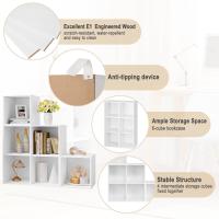 Estanteria Libreria con 6 Compartimentos, Estanteria de Almacenamiento de Madera, para Salon, Estudio y Oficina, Roble Claro, 90x30x90 cm - details 15