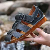 Sandalias Hombre Piel Negra Verano Cierre Velcro - details 12