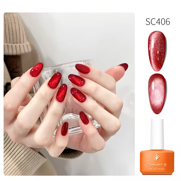Esmalte de uñas en gel tipo ojo de gato, 7 colores, gel tipo ojo de gato desnudo, brillo holográfico, gel magnético UV/LED, remojo para salón de manicura - 1