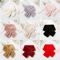 Bufanda de felpa de piel sintética de conejo para mujer, chal elegante, bufanda de cuello cruzado gruesa, bufanda cálida de invierno, bufandas de Color sólido - details 4