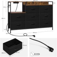 Cajonera para armario, cómoda dormitorio 8 cajones de tela, estantes de madera, cómoda de salón, cajas organizadoras, estructura metálica, estilo industrial - details 29