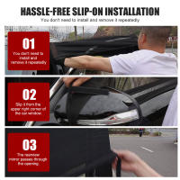 2 uds parasol de coche de doble capa protección UV cubierta parasol de ventana trasera delantera forro con cremallera parasol lateral antimosquitos - details 6