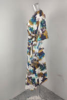Vestido de Primavera Europeo y Americano 2025 para Mujer, Nuevo Temperamento, Estampado de Moda, Cuello en V, Ajuste Entallado, con Cremallera - details 3