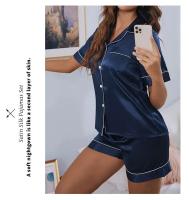Conjunto de pijamas de satén para mujer, Tops y pantalones cortos con botones, traje de pijama de 2 piezas, ropa de dormir para mujer, ropa de descanso para verano - details 10