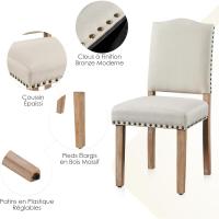 2PCS de Sillas de Comedor de Respaldo Alto, Sillas de Cocina, Patas de Madera Maciza, Diseño Clásico, Reposabrazos - details 1