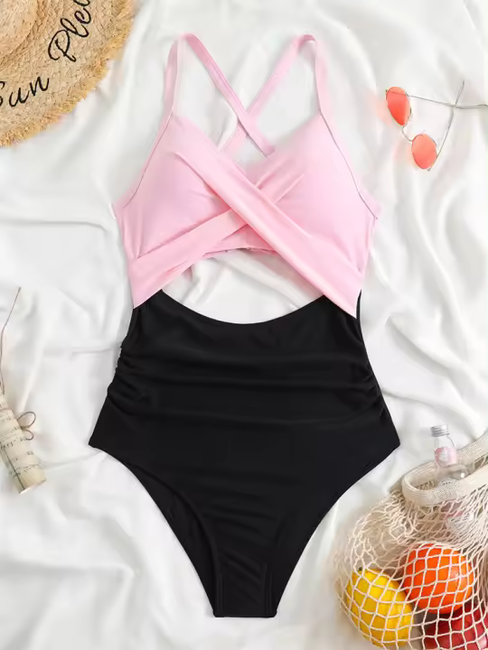 Bañador de mujer reforzado de una pieza, corte sexy, traje de playa de verano, - 1