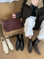 Versión coreana de versátil tubo corto botas delgadas nueva con falda botas cortas de tacón grueso zapatos franceses de mujer - details 25