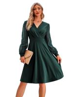 Vestido de moda de jacquard con cuello en V para mujer, moderno, informal - details 2