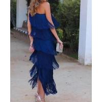 Vestido asimétrico con hombros descubiertos y tirantes de verano para mujer - details 12