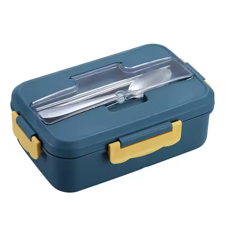 Fiambrera con cuchara, palillos, vajilla de paja de trigo, contenedor de almacenamiento de alimentos para niños, caja de Bento para la escuela y la Oficina, microondas, nuevo - 1