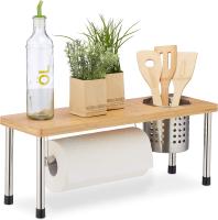 MAXHOME- Organizador de Cocina, Soporte para Cubiertos, Especiero, Portarrollos, Bambú & Acero, Marrón & PlateadoEstante de cocina de bambú 55x20x20 cm - details 0