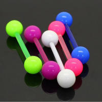 2 unids/lote de piercing de estilo indio luminoso, 1,6x19x6mm, piercing de lengua de barra recta, joyería corporal acrílica de calibre 14, anillo tragus - details 5