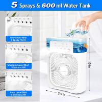 Ventilador de aire acondicionado portátil, minienfriador de aire evaporativo, con luces Led de 7 colores, temporizador de 1/2/3 horas, 3 velocidades de viento，Envio desde España - details 2