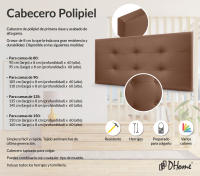 DHOME Cabecero Capitone Tapizado Polipiel o Tela Acualine con 8cm de Grosor Cabezales de Cama Acolchado Capitoné Cabeceros de Cama (Arcilla Polipiel) - details 1