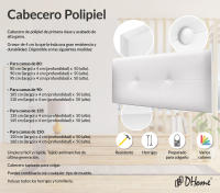 DHOME Cabecero de Polipiel o Tela AQUALINE Pro cabeceros Cabezal tapizado Cama Lujo (Blanco Polipiel) - details 1