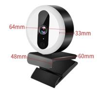Webcam FullHD 1080P, Cámara Ordenador, Cámara de Alta Definición, Cámara Chat web con luz de anillo, regulable, con reducción de ruido, micrófono incorporado, a USB, para ordenador y portátil, 1920x1020 - details 1
