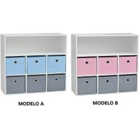 Maxia Market - Mueble de 4/6 cestas de almacenamiento Junior Infantil madera blanca, Multicolor, Mueble de almacenaje para dormitorio infantil - details 0