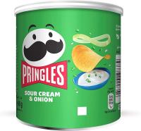 Patatas PRINGLES Sour Cream & Onion - Aperitivo de patata envasado en una pequeña y practica lata con tapadera para abrir y cerrar tantas veces como quieras. Sabor a crema ácida y cebolla. Bandeja de 12 latas de 40 gr - details 0