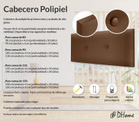 DHOME Cabecero de Polipiel o Tela Acualine Liso con Botones Tapizado Colores Cabezal Lujo Cama Dormitorio Moderno Acolchado (Arcilla Polipiel) - details 1