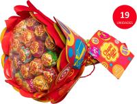 Chupa Chups Flower Bouquet - Ramo de caramelos con palo Chupa Chups de sabores surtidos: fresa, manzana, limón, cereza, sandía y naranja. El producto contiene 19x12 gr. de caramelos con palo - hora en este formato de ramo ideal para regalar - details 0