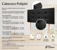 DHOME Cabecero Capitone Tapizado Polipiel o Tela Acualine con 8cm de Grosor Cabezales de Cama Acolchado Capitoné Cabeceros de Cama (Negro Polipiel) - details 7
