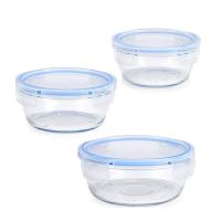 MAXHOME-Set 3 Fiambreras Redondo Cristal Hermético 100% Conservar Alimentos Usa En Hogar Aire Libre Oficina y De Forma Segura y Saludable 400/620/950 Ml - details 1