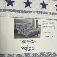 VALEO Juego Colchas Buti Artesanal + Funda Cojín 50x70cm - Cama 90/135/150cm - Azul - details 1