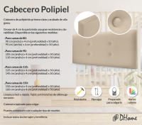 DHOME Cabecero de Polipiel o Tela Acualine con 2 Hileras de Botones Colores Cabezal Tapizado Cama Lujo (Beige Polipiel) - details 1