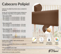 DHOME Cabecero de Polipiel o Tela AQUALINE Liso Cabeceros Cabezal Tapizado Cama Lujo (Arcilla Polipiel) - details 6