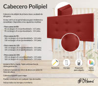 DHOME Cabecero Capitone Tapizado Polipiel o Tela Acualine con 8cm de Grosor Cabezales de Cama Acolchado Capitoné Cabeceros de Cama (Rojo Polipiel) - details 7