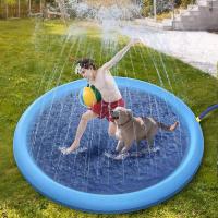 COTTECOTA-Alfombrilla Rociadora de Agua para Perros 100/150 cm Alfombrilla Interactiva para Piscina de Mascotas, Juego al Aire Libre, Juguetes para Perros, Gatos y Niños Piscina de Baño uguetes para el agua al aire libre Verano Diversion Vacaciones (4041) - details 2