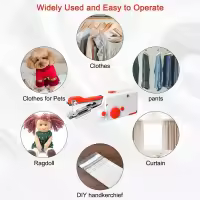 Máquina de coser portátil, Mini máquina de coser eléctrica portátil para principiantes y adultos, fácil de usar y puntada rápida adecuada para ropa, telas, bricolaje para viajes a casa - details 2