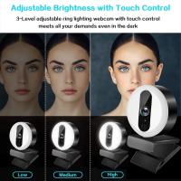 Webcam FullHD 1080P, Cámara Ordenador, Cámara de Alta Definición, Cámara Chat web con luz de anillo, regulable, con reducción de ruido, micrófono incorporado, a USB, para ordenador y portátil, 1920x1020 - details 2