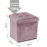Taburete Plegable, Reposapiés Cuadrado, Puff Almacenaje Cuadrado con Tapa, 38 X 38 X 38CM - details 1