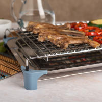 Jata BQ5101AM Barbacoa Eléctrica Sin Humo para usar en interiores, Sin humos ni olores, Totalmente desmontable, Fácil limpieza, Antiadherente, 2400 W, Acero Inoxidable, Azul - details 3