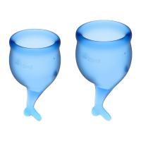 SATISFYER CONJUNTO DE 2 COPAS MENSTRUALES FEEL SECURE COLOR AZUL OSCURO - details 1