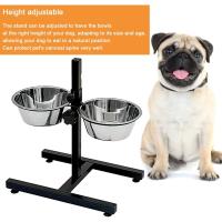 Comedero para Perros de Acero Inoxidable con Pie Regulable en Altura - - details 0