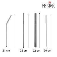 Pajitas reutilizables acero inoxidable 5 pajitas 2 cepillos 1 bolsa Heniak Store zero waste aptas para lavavajillas bpa free libre de toxicos diferentes tamaños - details 2