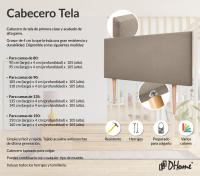 DHOME Cabecero de Polipiel o Tela AQUALINE Liso Cabeceros Cabezal Tapizado Cama Lujo (Tierra Tela) - details 6