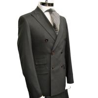 Traje cruzado con solapa ancha de pico BLANCO NUMERO UNO color gris marengo.La elegancia a la ultima moda. - details 1