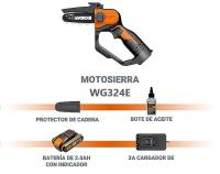 Worx WG324E Mini motosierra a batería de 20V con espada de 12 cm - details 4