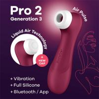 SATISFYER PRO 2 GENERATION 3 LIQUID AIR VIBRADOR SUCCIONADOR CON APP CONNECT CONTROL A DISTANCIA BLUETOOTH COLOR VINO - details 0
