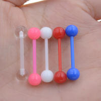 2 unids/lote de piercing de estilo indio luminoso, 1,6x19x6mm, piercing de lengua de barra recta, joyería corporal acrílica de calibre 14, anillo tragus - details 2